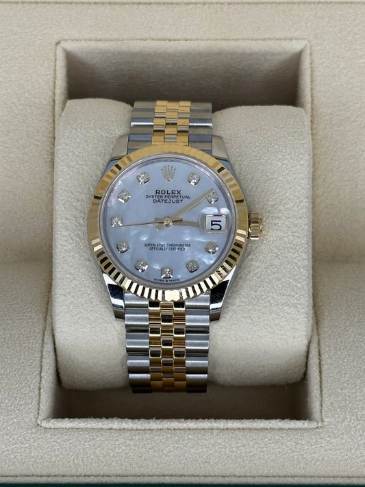 NEW 2023 Rolex Datejust 31mm 278273 Two-Tone Jubilee MOP Diamond Dial - My Watch Lux